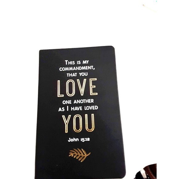 Love Journal 100 Ruled Pages Black Leather John 15: 12 printed on Cover 8.5 X 5" - Picture 1 of 3